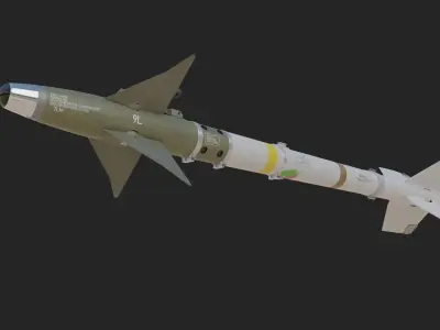 AIM-9L SIDEWINDER AIR TO AIR MISSILE HIGH POLY 3D model