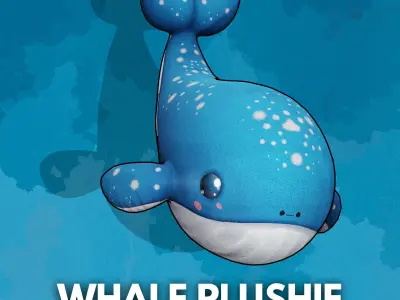 Whale Plushie Cartoon Chibi PBR Low-poly 3D model
