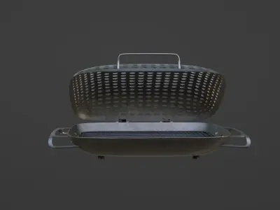 Grilling and BBQ utensils Grill Basket Low-poly 3D model