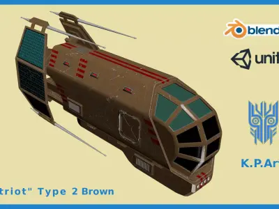 Spaceship Patriot Type 2 Brown Low-poly 3D model