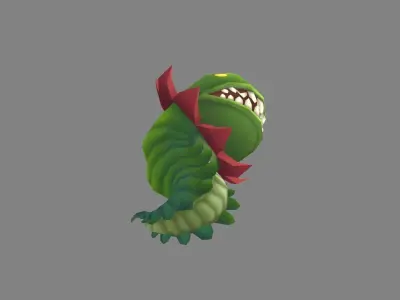 Big-mouthed caterpillar monster  Low-poly 3D model
