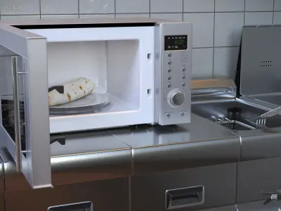 Countertop Microwave With Burrito 3D model