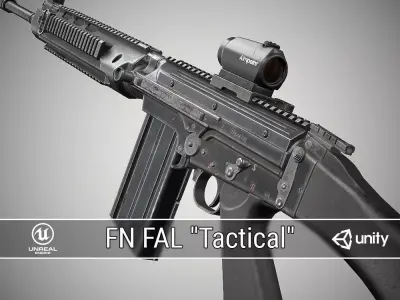 FN FAL Tactical Low-poly 3D model