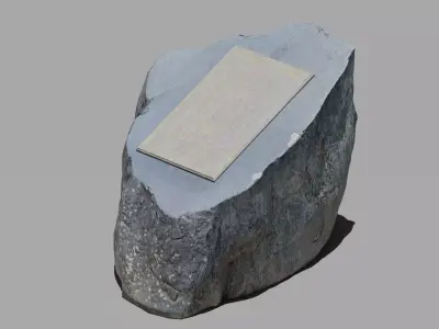 Stone memorial with plaque Low-poly 3D model