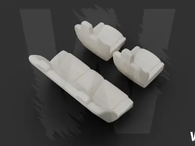 Tesla Complete Seat Set for tesla car Low-poly 3D model