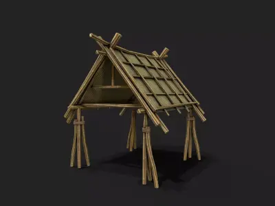 Bamboo Shelter 5 Low-poly 3D model