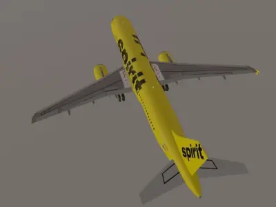 Spirit Airlines airbus a320 low poly 3D model Low-poly 3D model