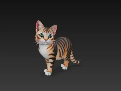Cat Realistic 3D Model Basic - Low Poly Realistic Low-poly 3D model