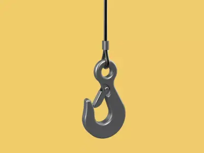 EYE HOOK SINGLE LIFTING CRANE HOOKS HOIST LATCH ALLOY STEEL ROPE 3D model
