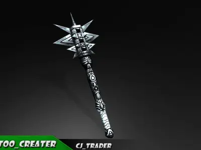 Fantasy Magic Stick Low poly Mace 3D Model Low-poly 3D model