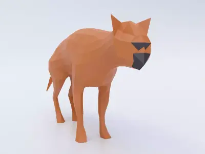 Cat low poly 3d model polygonal hyena Low-poly 3D model