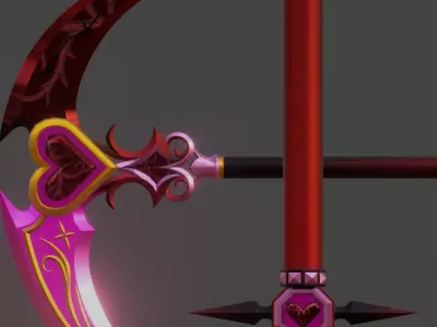 Love Corrupted Scythe Stylized Fantasy Weapon Low-poly 3D model