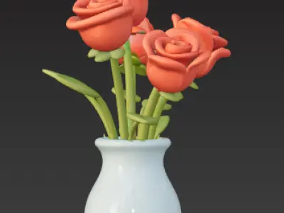 Vase with Roses 3D print model