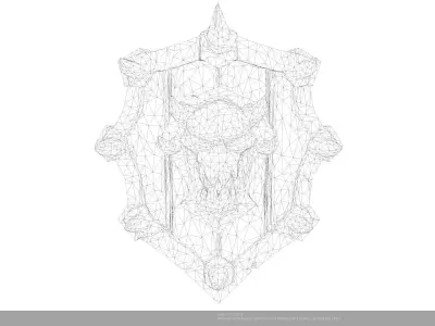 Stylized Spiked Demon Shield - AI Low-poly 3D model