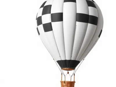 Classic Hot Air Balloon Checkerboard Model Pack Low-poly 3D model