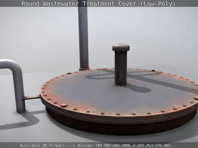 Round Wastewater Treatment Cover Low-Poly Version Low-poly 3D model