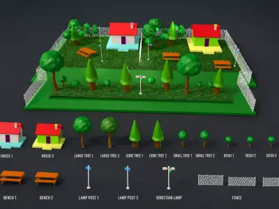 Low Poly Village Environment Pack for Unity Free low-poly 3D model