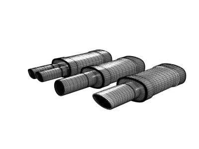 Exhaust three pipes 3D model