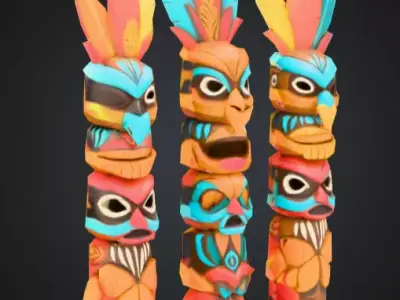 Colorful Festival Totem Low-poly 3D model