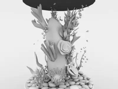 3D aquarium fish tank with plants and rocks 3D model