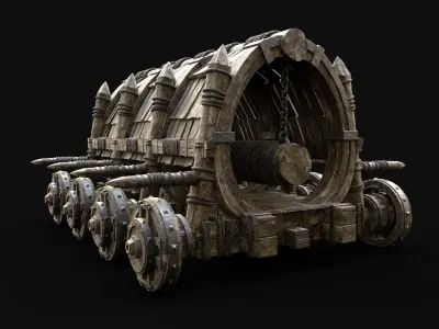 BATTERING RAM MEDIEVAL WAR MACHINE SIEGE ENGINE TANK AAA Low-poly 3D model