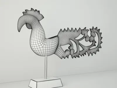 Antique Bird on Stand by Jeffan 2 3D model