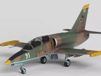 Low Poly Soviet L-39 Albatros Jet Trainer  Game Ready 3D Model Low-poly 3D model