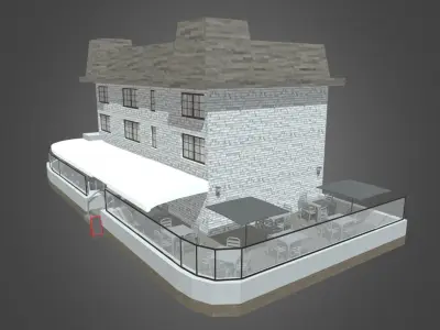 Bar Restaurant Hotel Low-poly 3D model