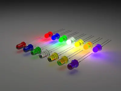 Illuminated and Not Illuminated Light Emitting Diodes Collection 3D model