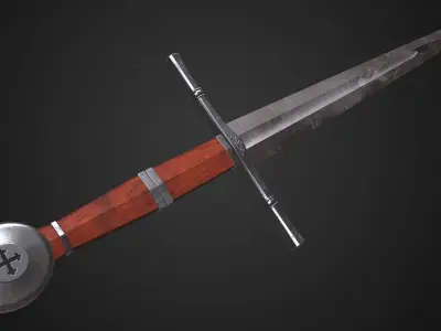 Medieval sword Low-poly 3D model 23