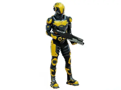 MECHA SOLDIER-G Rigged for Unreal Engine - Unity - MIXAMO  3D model