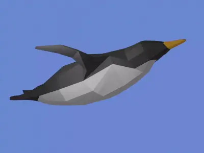 Penguin flying Free low-poly 3D model