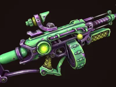 Steampunk assault rifle Low-poly 3D model