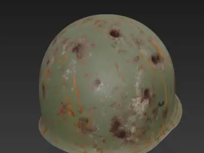 WWII Battle-Worn M1 Military Helmet 3D model