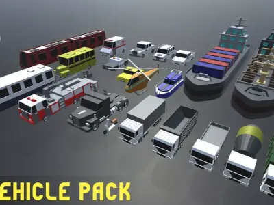 Simple Vehicle Pack Low-poly 3D model