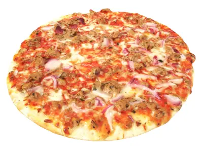 Pizza with tuna Low-poly 3D model