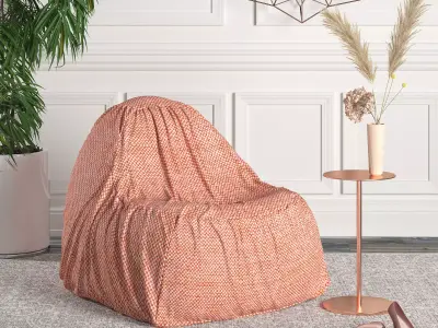 Chair orange bean bag 3D model