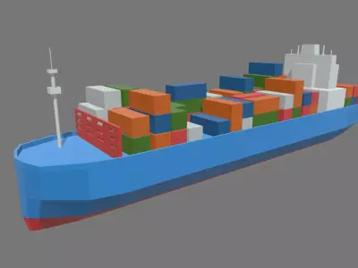 Low Poly Cargo Ship 01 Low-poly 3D model