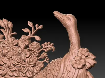 3D duck in cart with flowers Free 3D model