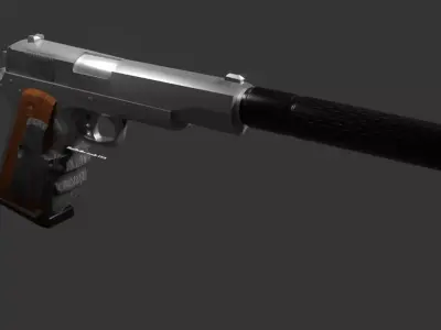  silverballer gun Game ready Low-poly 3D model