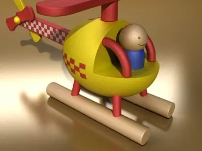 Wooden Toy Helicopter 3D model