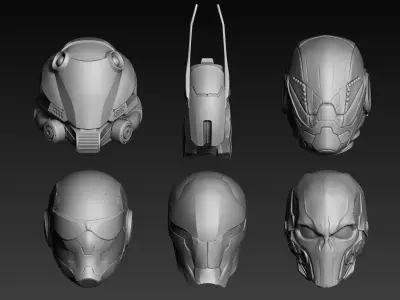 Set of a Sci-Fi Heads Part 1 3D model