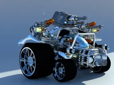 ZBrush Hard-Surface Toon Vehicle Game asset Low-poly 3D model