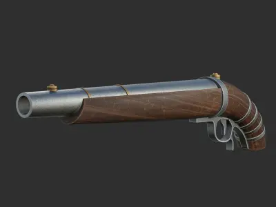 a Gun or pirate cannon Low-poly 3D model
