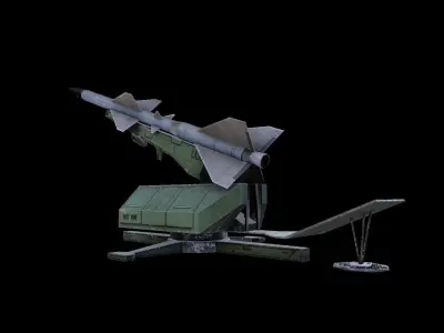 S75 SAM-2 Anti Aircraft Missile Launcher Low-poly 3D model