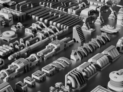 Sci Fi Greebles Pack 4 Free 3D model