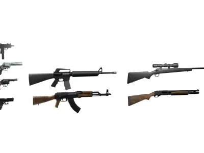 Low poly baked weapons pack 1 Low-poly 3D model