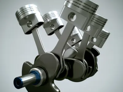 Animated V6 Engine Cylinders 3D model