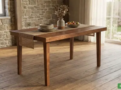 Modern Wood Dining Table WoodTable01 - MorisonDesign PBR Free low-poly 3D model