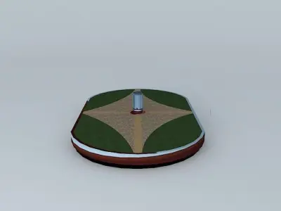 Architecture lighthouse in middle of grassy area 3D model